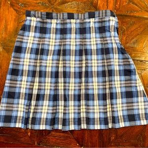 Lands’ End school uniform skirt, clear blue plaid